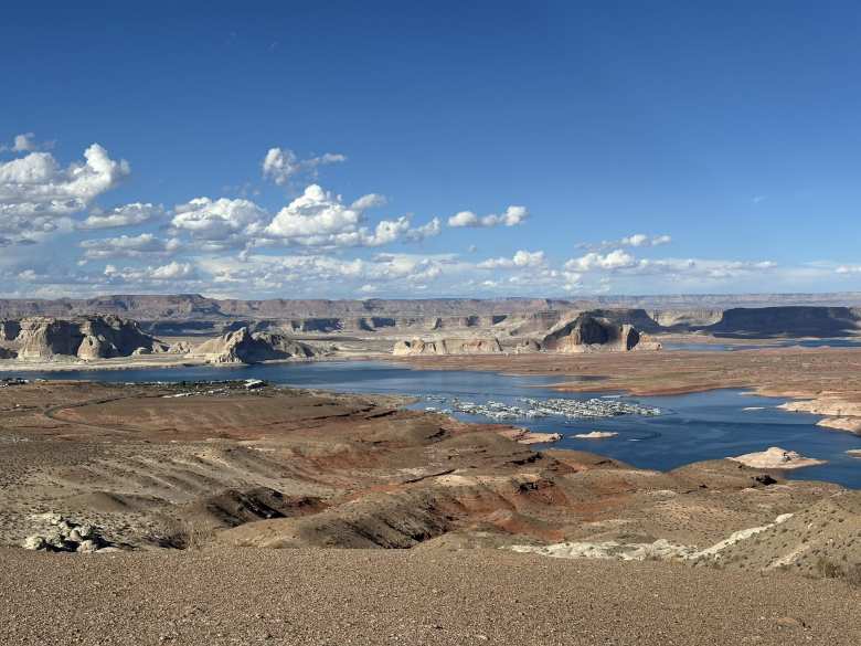 Andrea in front of some cantilever sandstone formations at Horseshoe Bend.