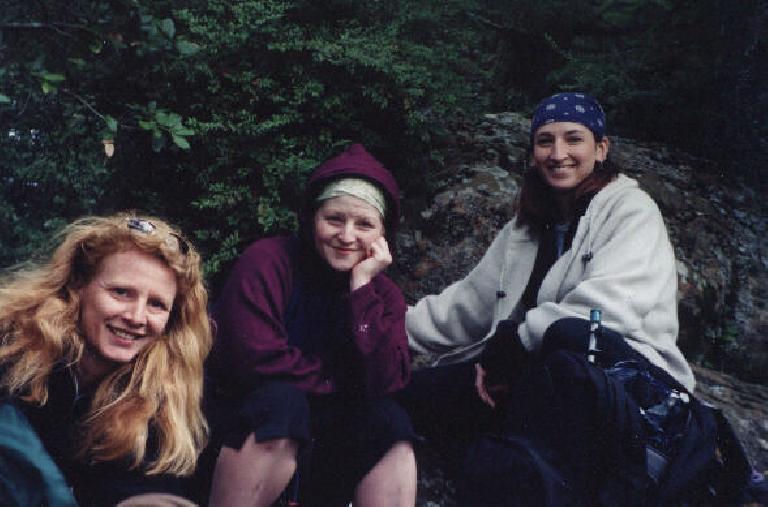 Climber chicks getting ready to rapel off the face of Aquarian Valley!  Here's Karin, Charis, and Tori.