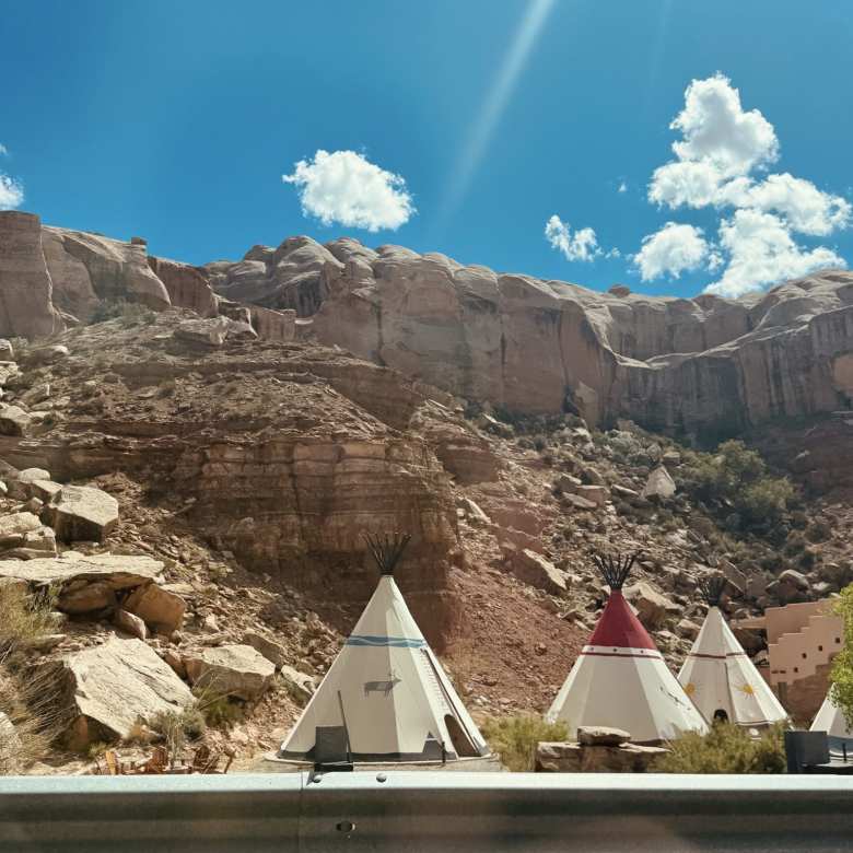 Teepees at the Bluff Dwellings Resort & Spa in Bluff, Utah.