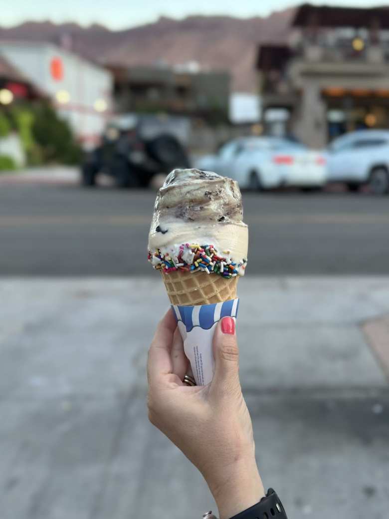 We got some ice cream in downtown Moab.