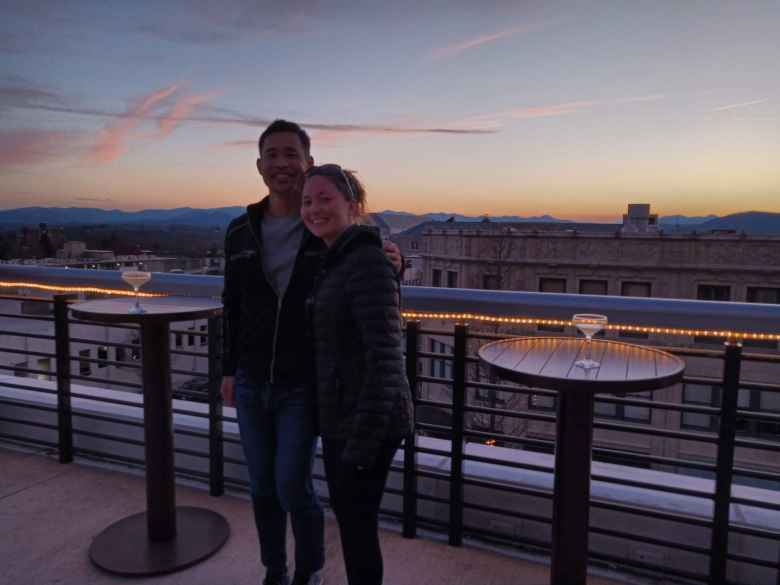Felix and Maureen enjoying the sunset at Hemingway's Cuba in Asheville.