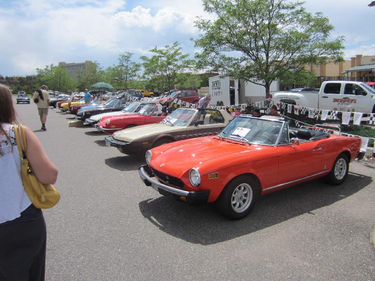 The Fiats, including the orange-red Spider next to the Bertone-designed X1/9. The Fiats, including the orange-red Spider next to the Bertone-designed X1/9.