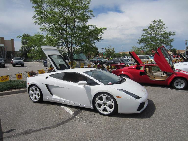 Kelly with her favorite car of the show, a white Lamborghini Gallardo.