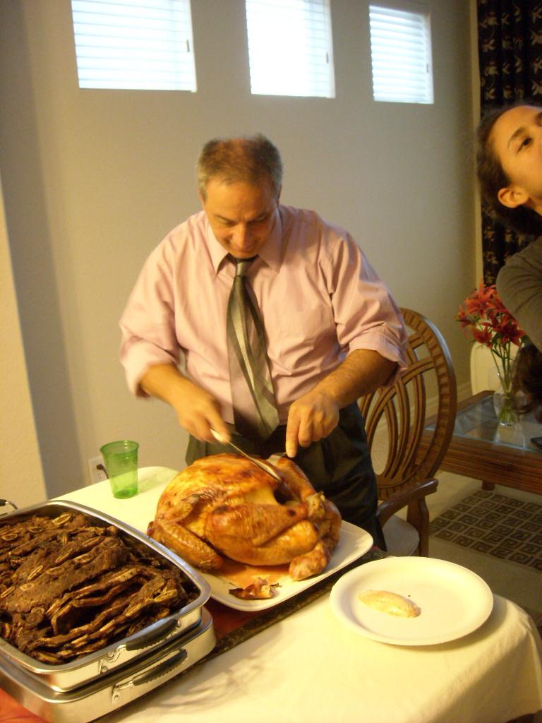 Carving a 20-pound turkey.