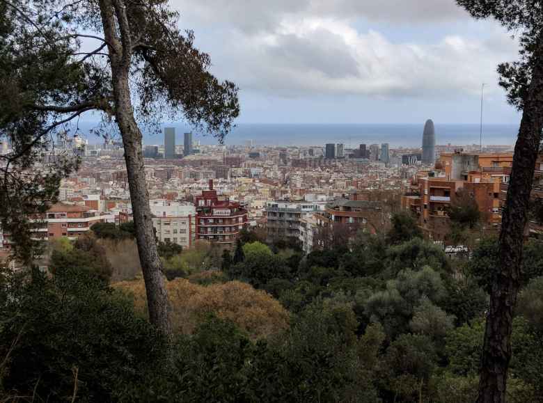 The view of Barcelona from Parque del Guinardó. You can see Torre Agbar (the bullet-shaped tower) towards the right side of the photo.