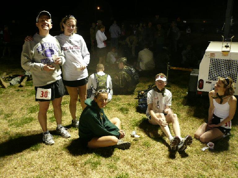 Here we are right before the race.  We stayed near the power generator because it was warmer there.