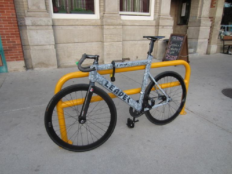 A Leader time-trial frame used for this single-speed bike, as seen in Old Town Fort Collins.