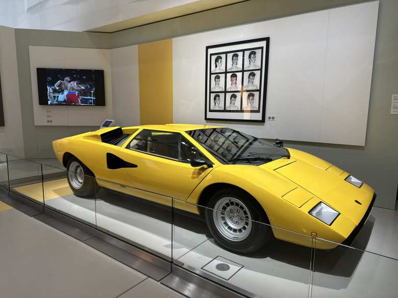 A yellow Lamborghini Countach.