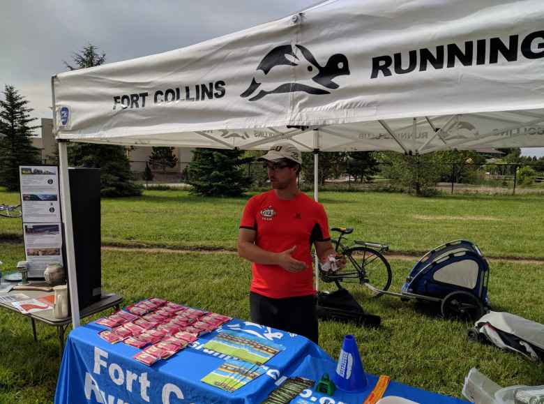 Brad Bishop at the Fort Collins Running Club's Bike to Work Day station.
