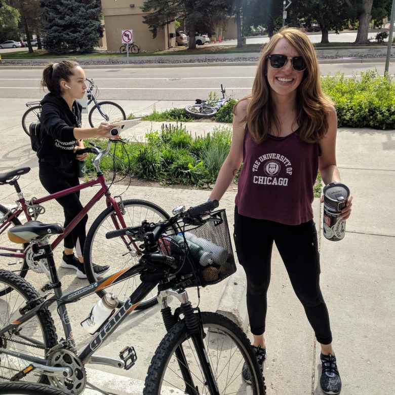 Brooke got a big haul of free stuff on Bike to Work Day. Good thing she had a deep basket on her bike.