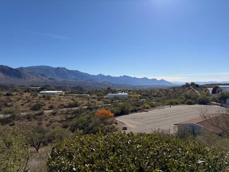 The beautiful mountain backdrop of Biosphere 2 near Tucson, Arizona.