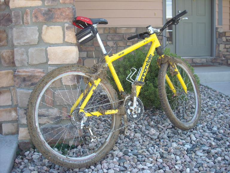 On my birthday, I took Cranky out for a quick 2-mile MTB ride around the 'hood on some muddy jeep trails. Not sure if it was worth it.