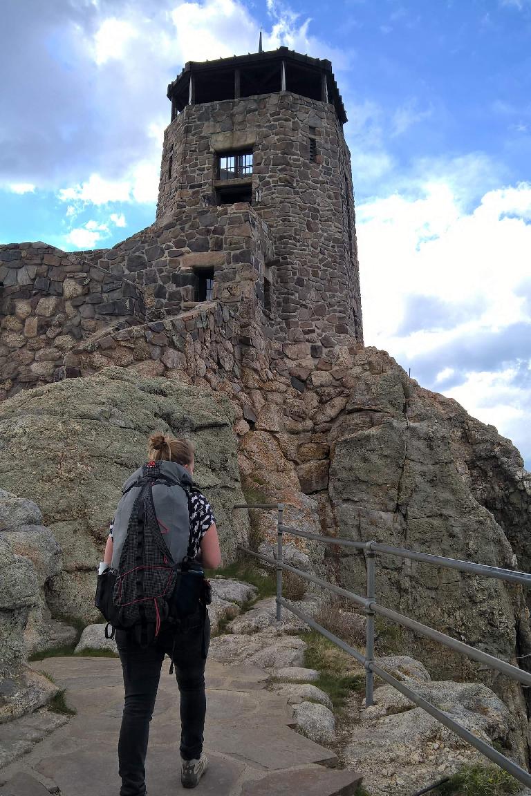 The stone lookout tower at the top of Harney Peak.
