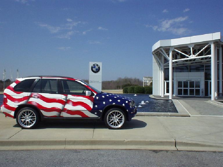 Here I was greeted by a star-spangled BMW X5 SUV.  Entrance to the museum and gift shop is free (factory tours are just $3.50, I think.)