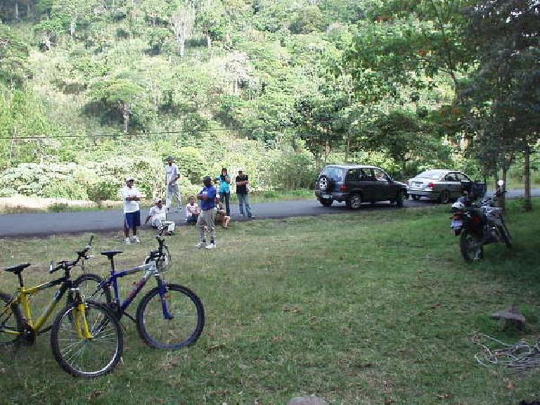 Rock climbing is a pretty unknown sport in Panama, so we attracted quite a crowd while we were scaling up the rock.  The bicycles were our rides back to downtown Boquete afterwards.