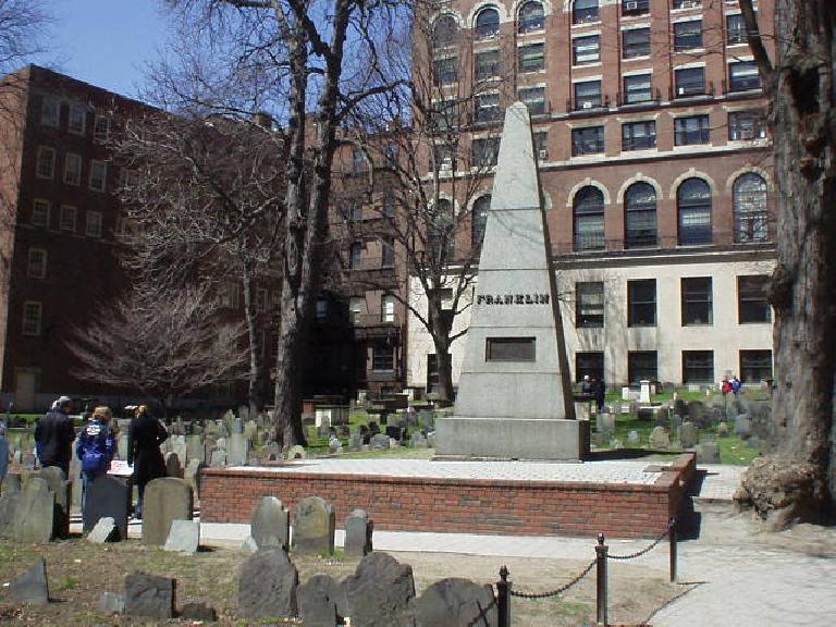 Many notable people from the 18th century were buried at Granary Cemetery including the mother of Benjamin Franklin, Paul Revere, Samuel Adams, and many more.
