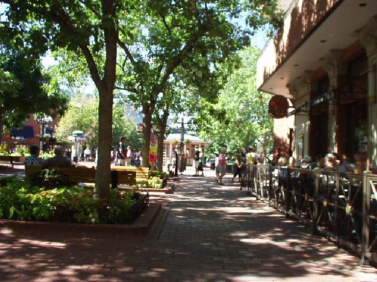 The Pearl Street Mall is the heart of Boulder and one of the most famous pedestrian malls in the U.S.  There is plenty of outdoor dining here.