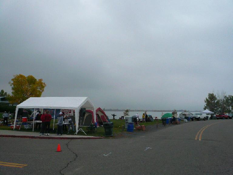 Race headquarters at the Boulder Reservoir.