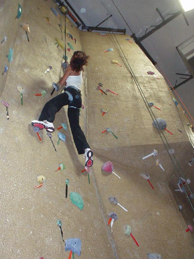 Here's Jennel on the wall, rock climbing for the very first time in her life.  I think it was Fatima's first time since I last took her 3 years ago!
