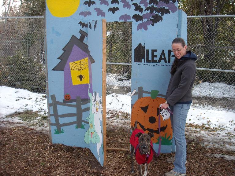 Quita and Colleen in front of the LEAF booth.