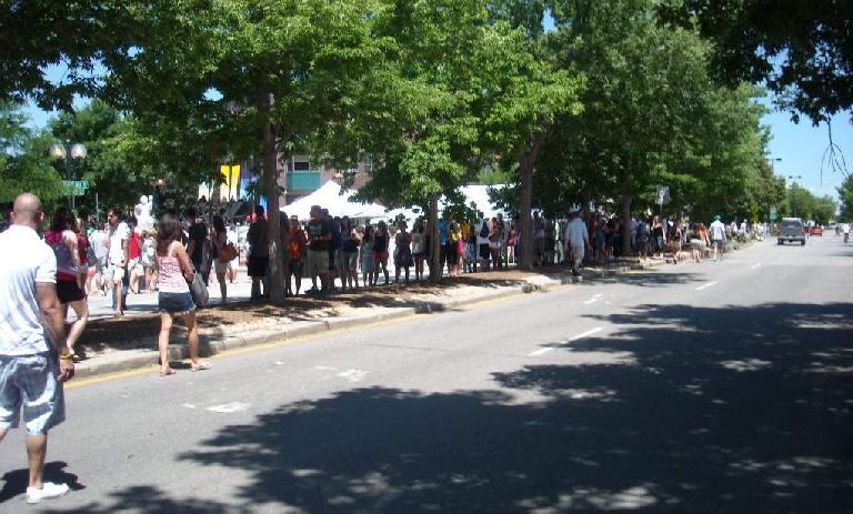 The line to Brewfest was crazy.  It went beyond the traffic lights at the far right.