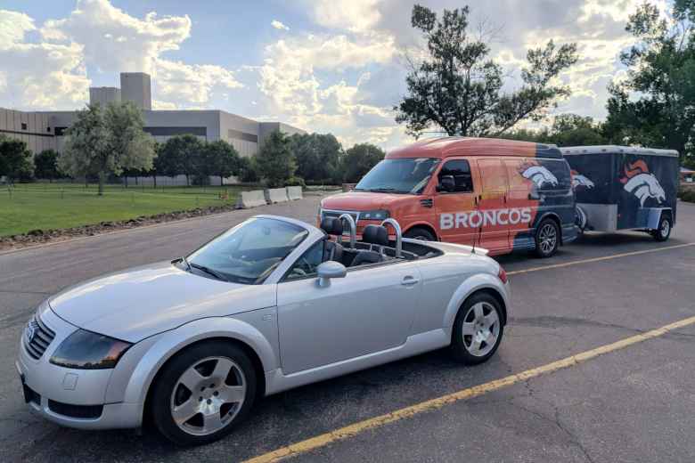 My Audi TT Roadster with a Broncos van at Anheuser-Busch.