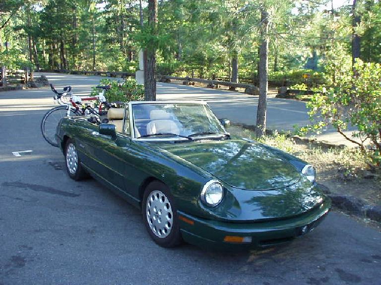 15 years after my 9th-grade "vision", I finally made it to Burney Falls in a British (er Italian) Racing Green sports car.  The Alfa handled the roads with aplomb.