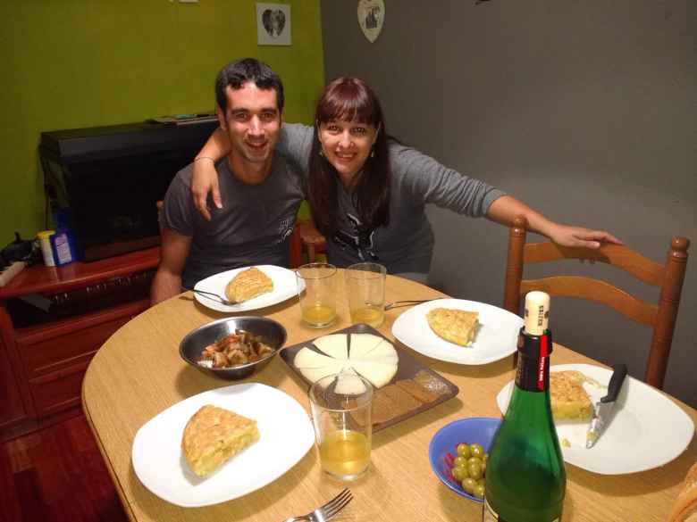 The night before starting the Camino de Santiago, my friend Antxon picked me up from the San Sebastian Airport. Vicky made us a wonderful dinner including Spanish omelette.