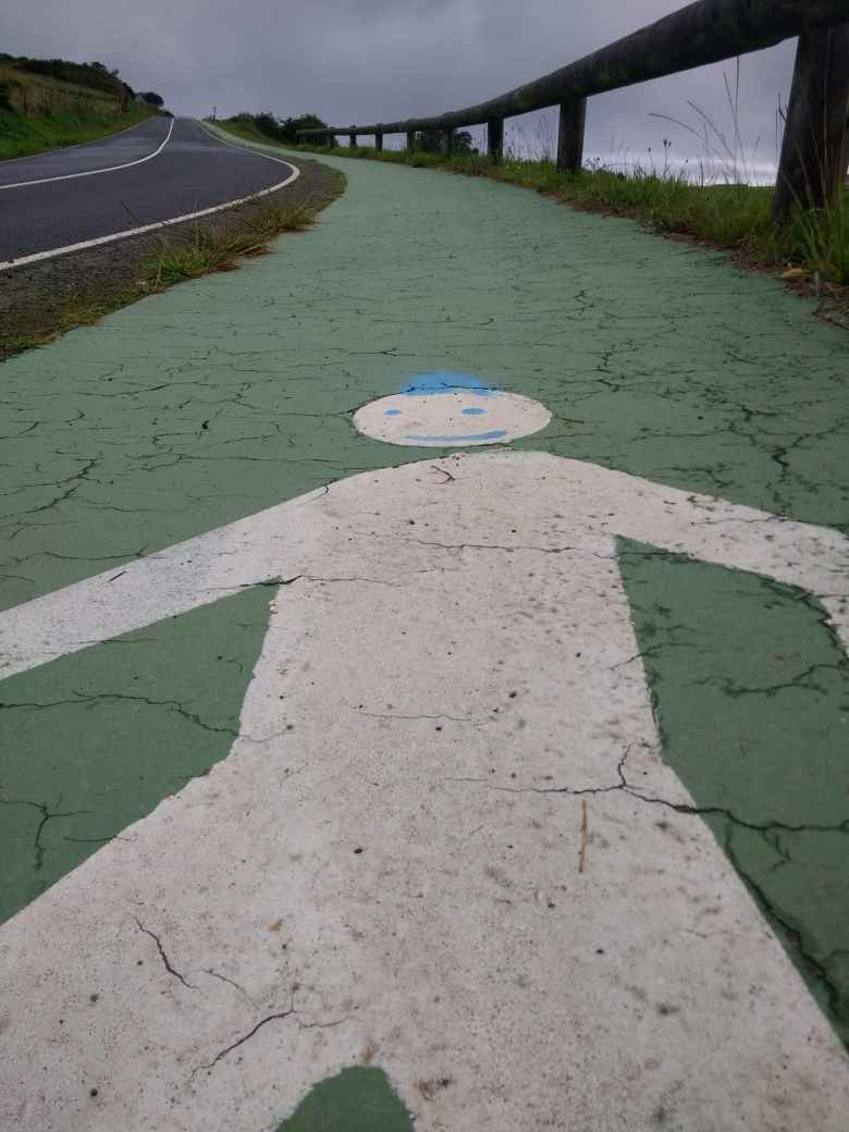 A pedestrian path along CA-236 north of Los Llaos, Spain.