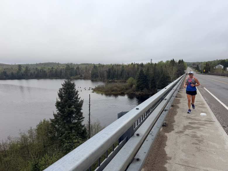 Mel running over Lake Jadot in Temiscaming, Quebec.