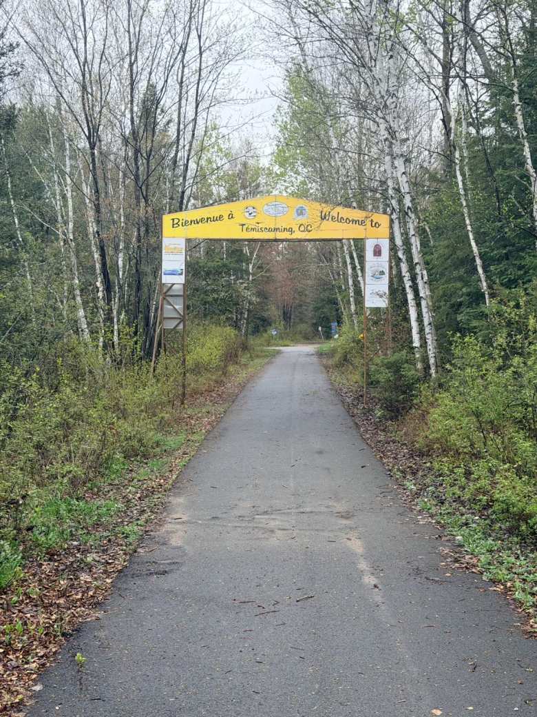 A welcome sign on a recreation trail we ran on in Temiscaming.