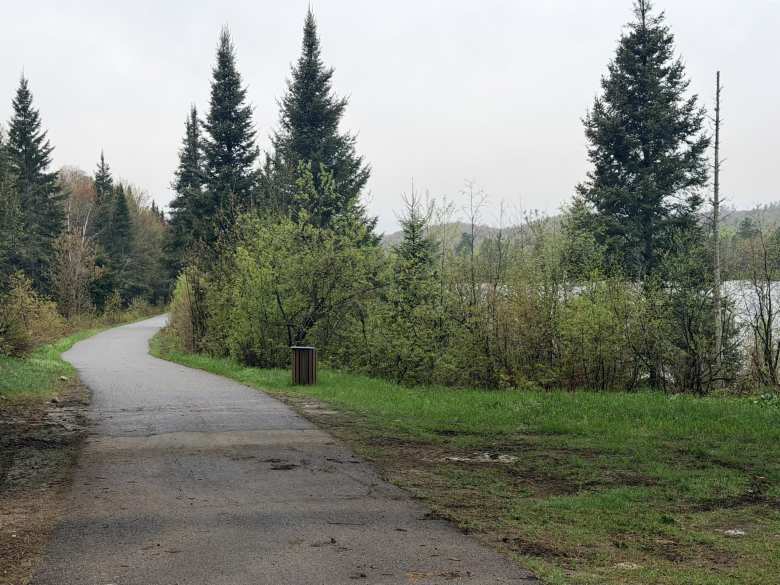 The recreation trail went by Lake Jadot.