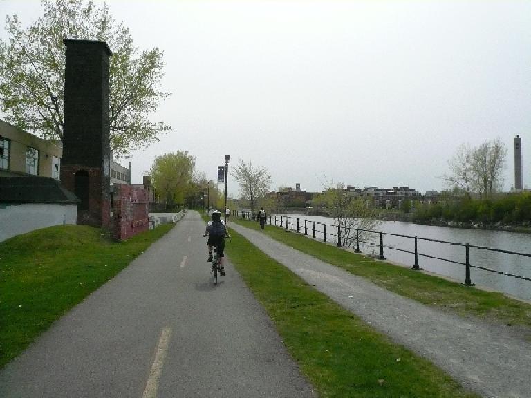 Some of us from the Point-3 Language School rented bicycles on a sunny afternoon.  This is Josee on the trail.