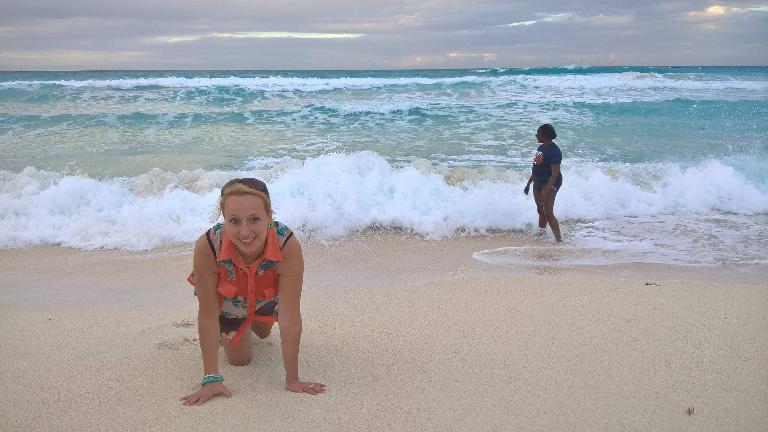 Jana Anderson, crawling on beach, Pauline Asher