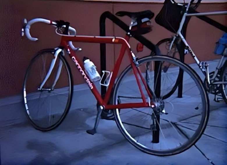 Felix Wong's Formula Red 1992 Cannondale R500 at Walmart in Mountain View, California in 1996.