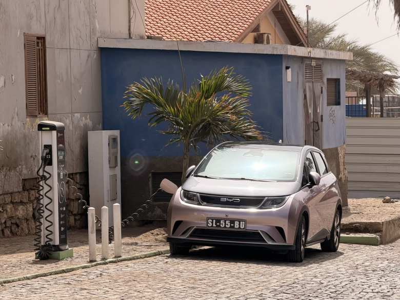 One of the several BYD electric vehicles I spotted on the island was charging while we ate lunch.