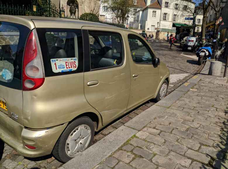This European minivan's owner must have been an Elvis fan.