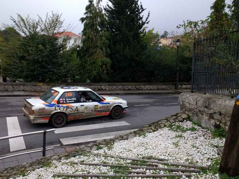 A white mid-1980s BMW 3-series coupe that was converted into a rally car and raced on the streets of northern SPain.