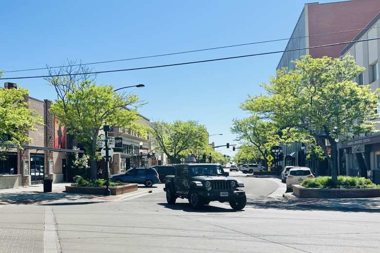 A Jeep Gladiator passing by the Frontier Brewing Company and Taproom. A Jeep Gladiator passing by the Frontier Brewing Company and Taproom.