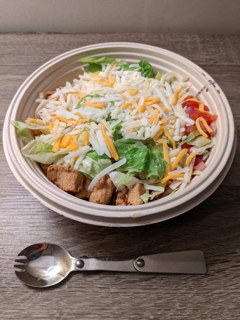 A Tierra Burrito Bar desnudo bowl from a Madrid location.