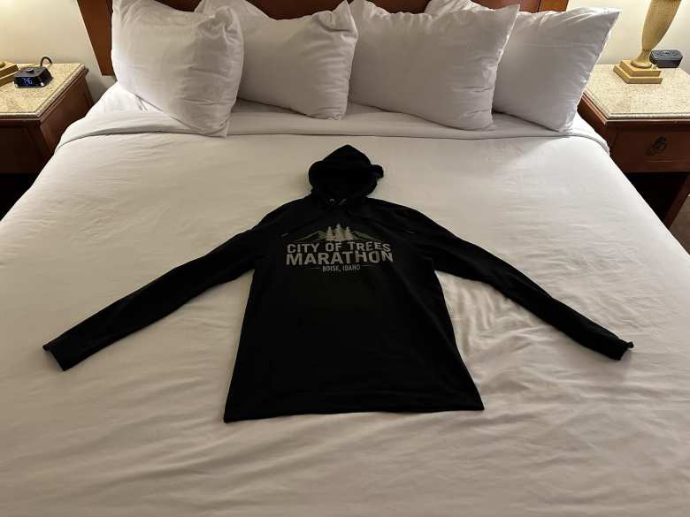 I liked the black cotton hoodie that all participants of the City of Trees Marathon were given.