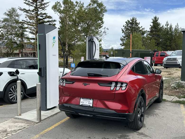 The Mach-E's first charge at a public charging station was in Frisco, Colorado.
