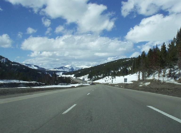 There is still lots of snow in the mountains near Vail, CO, which is west of Summit County.
