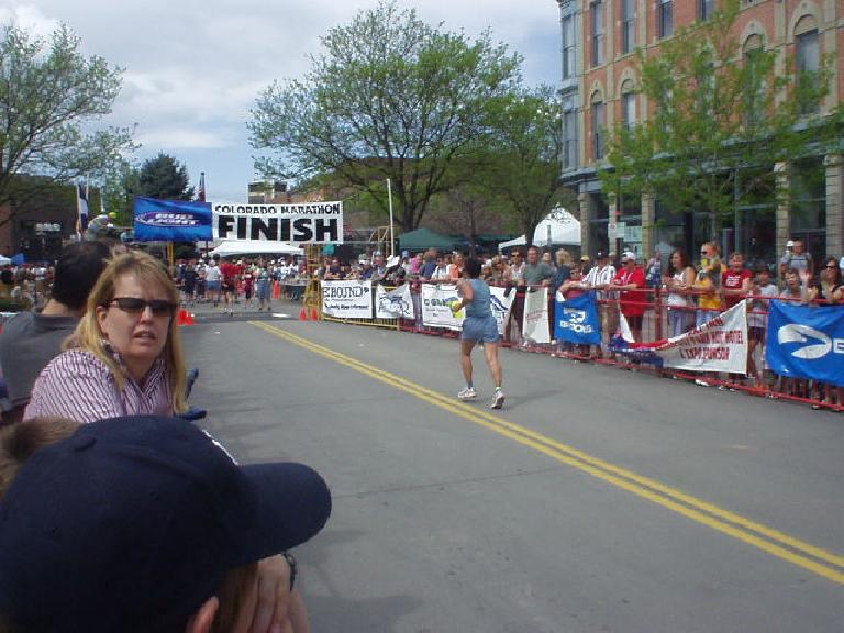 Chris coming into the finish in Old Town Fort Collins.