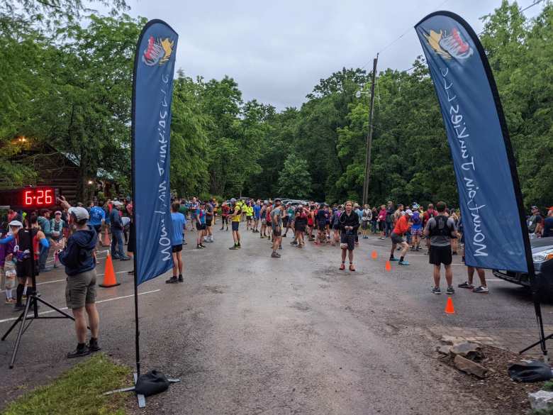 The start area of the Conquer the Cove Trail Marathon in Roanoke, Virginia.