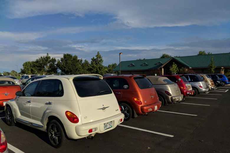 Peter, my Cool Vanilla PT Cruiser GT, got to mingle with a bunch of his relatives in Eastman Park in Windsor, CO.
