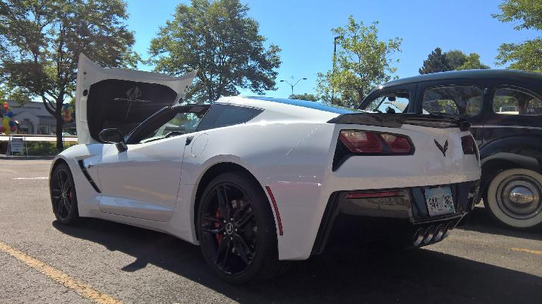 A white C7 Corvette.