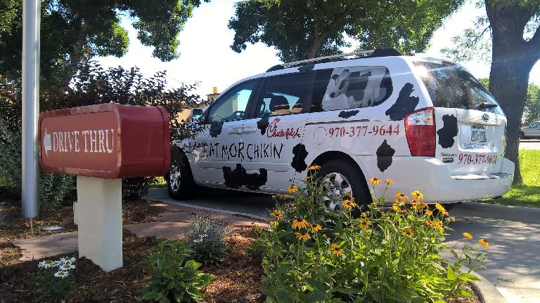 This Chick-fil-A minivan was not part of the car show. 
