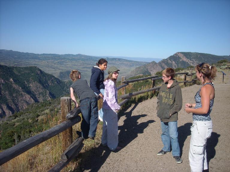 Tanya and the kids at an overlook on the way to Curecanti.