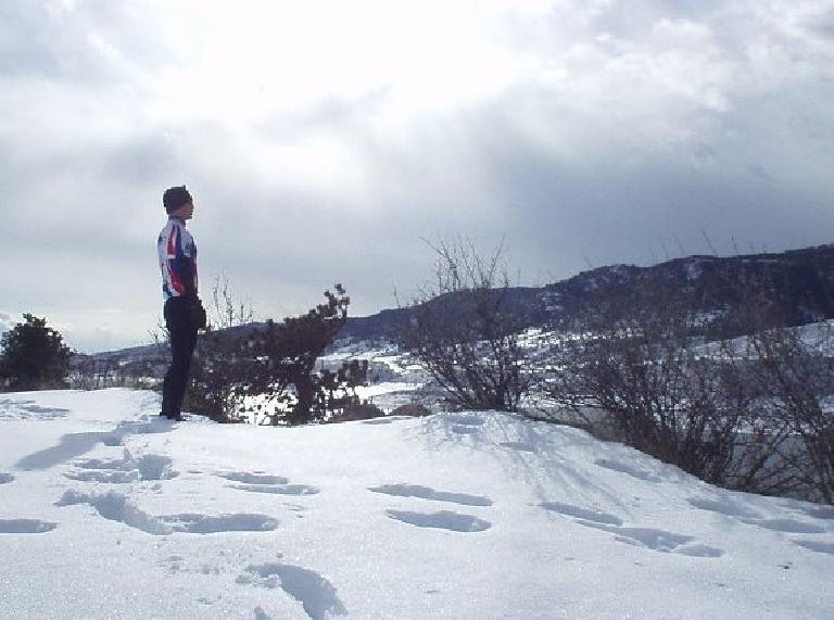 Felix Wong overlooking the Horsetooth Reservoir.